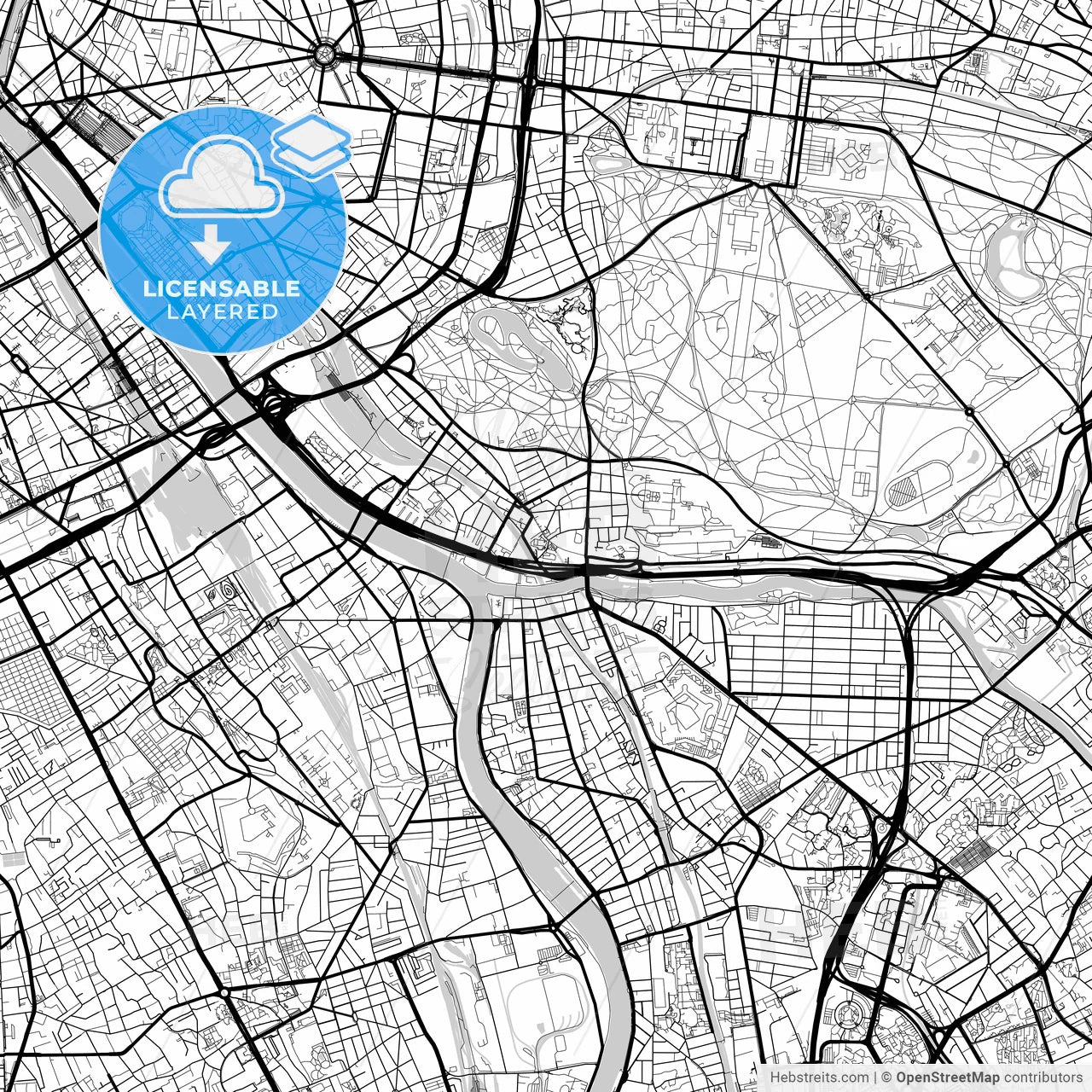 Layered PDF map of Charenton-le-Pont, Val-de-Marne, France