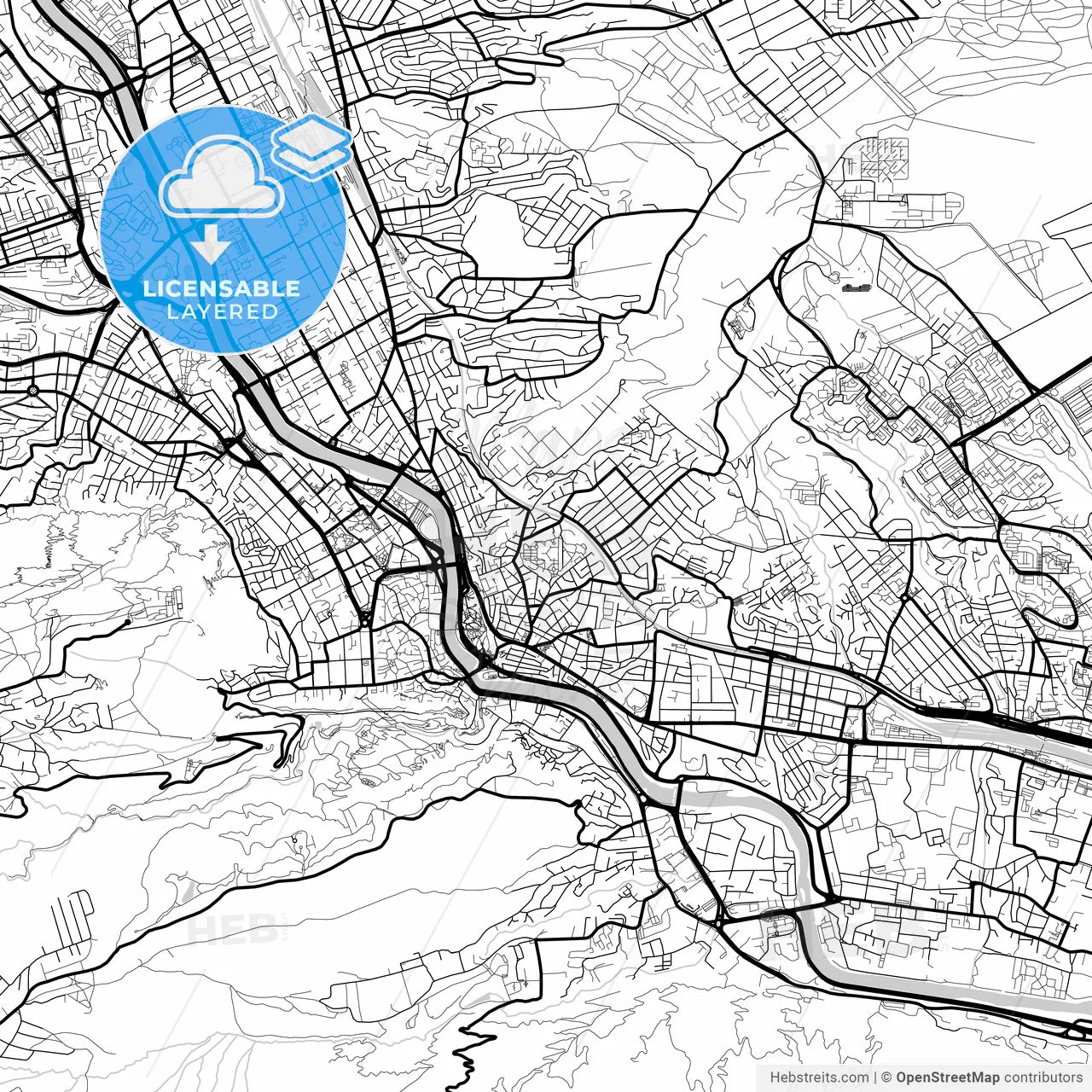 Layered PDF map of Tbilisi, Tbilisi, Georgia