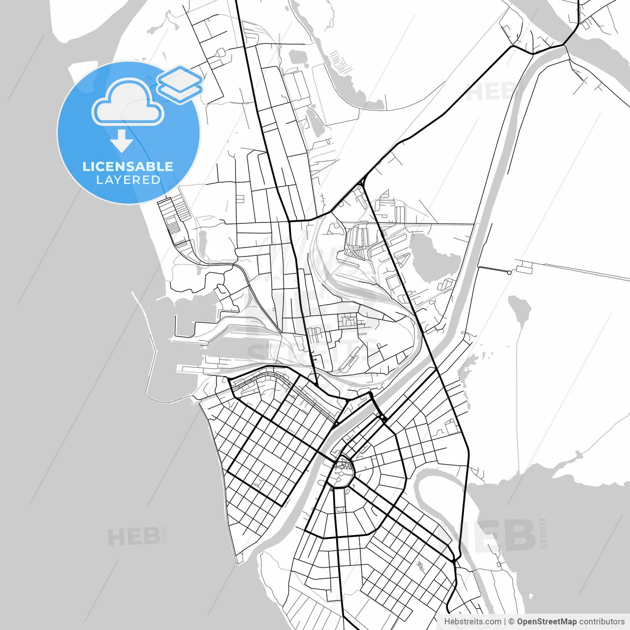 Layered PDF map of Poti, Samegrelo-Zemo Svaneti, Georgia
