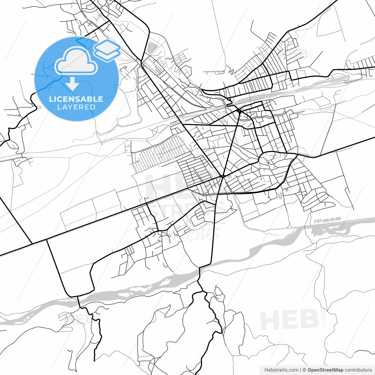 Layered PDF map of Khashuri, Shida Kartli, Georgia