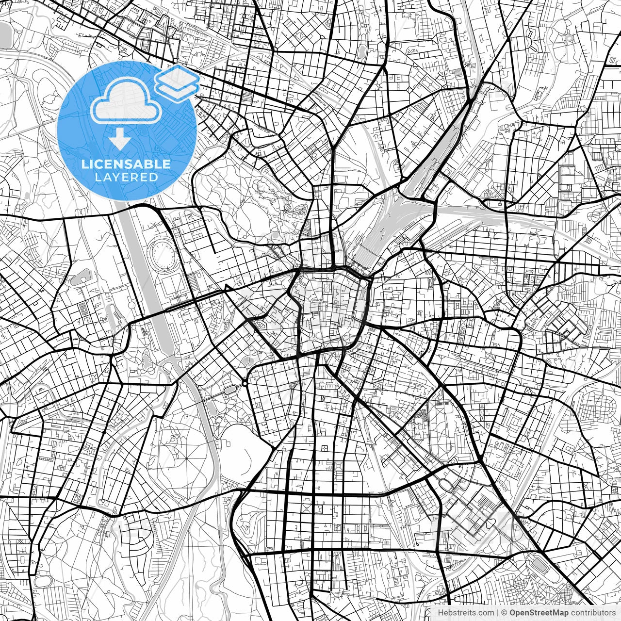 Layered PDF map of Leipzig, Saxony, Germany