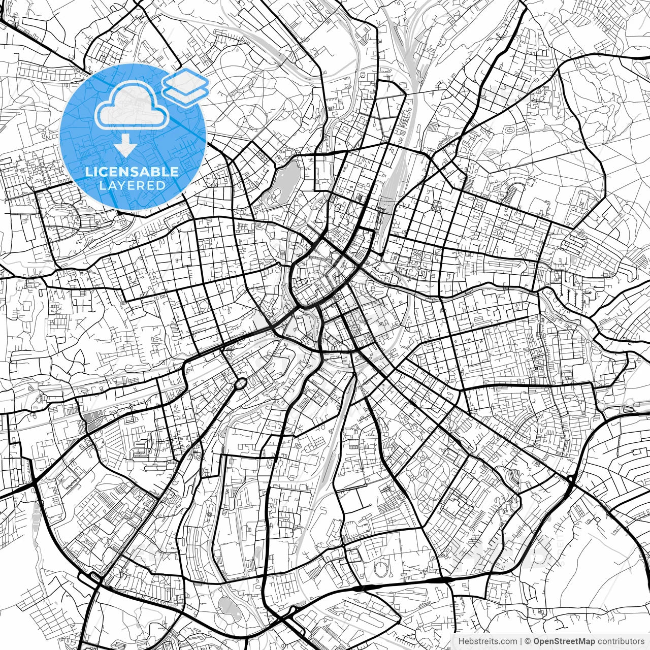 Layered PDF map of Chemnitz, Saxony, Germany