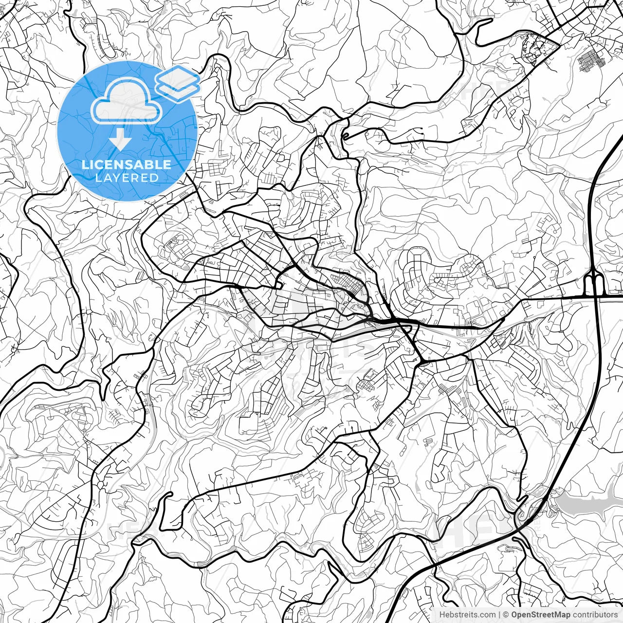 Layered PDF map of Remscheid, North Rhine-Westphalia, Germany