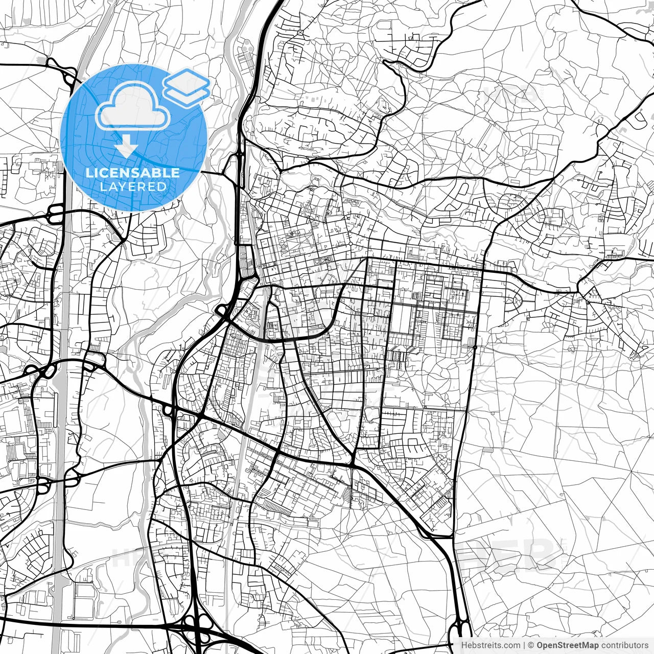 Layered PDF map of Erlangen, Bavaria, Germany