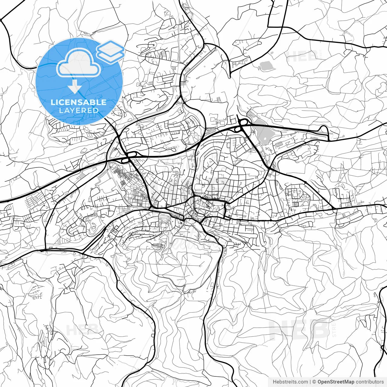 Layered PDF map of Iserlohn, North Rhine-Westphalia, Germany