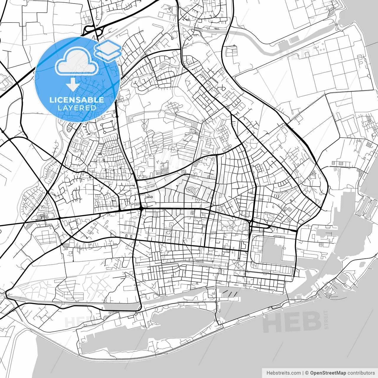 Layered PDF map of Wilhelmshaven, Lower Saxony, Germany
