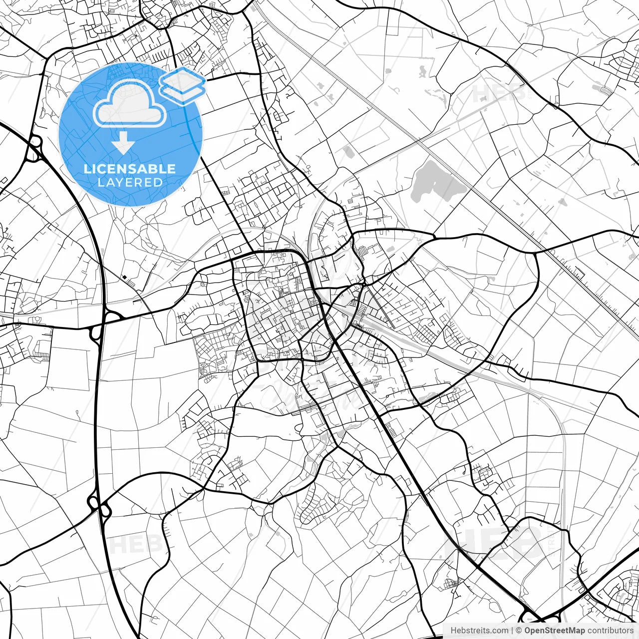 Layered PDF map of Viersen, North Rhine-Westphalia, Germany