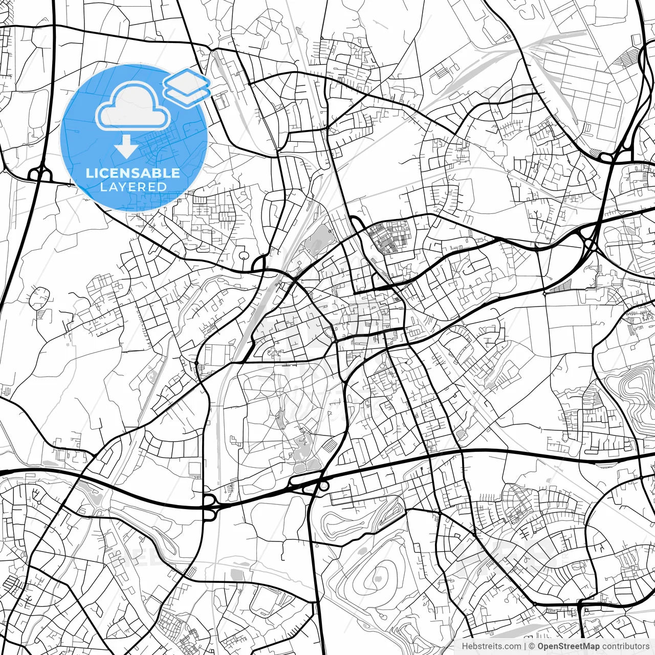 Layered PDF map of Gladbeck, North Rhine-Westphalia, Germany