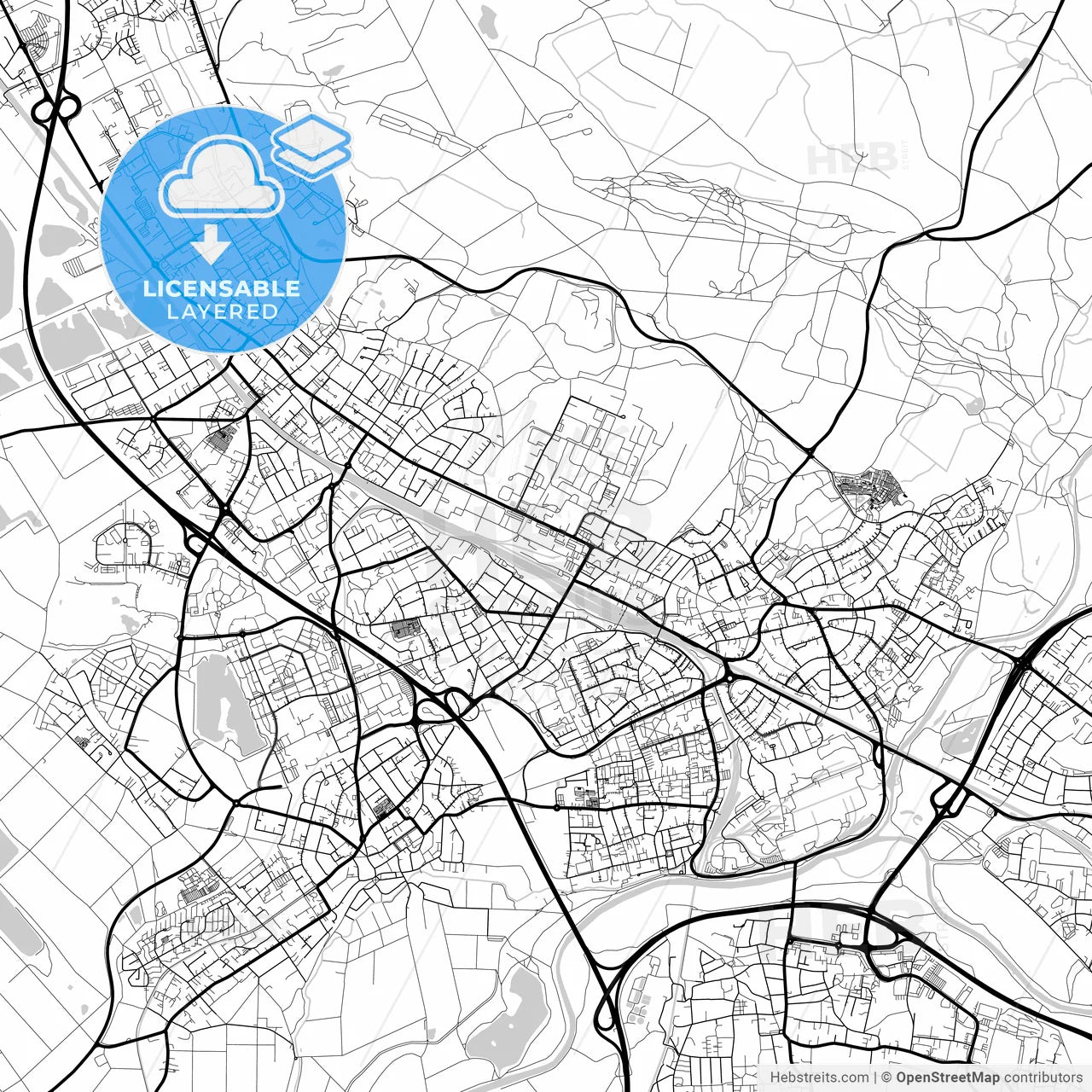 Layered PDF map of Troisdorf, North Rhine-Westphalia, Germany