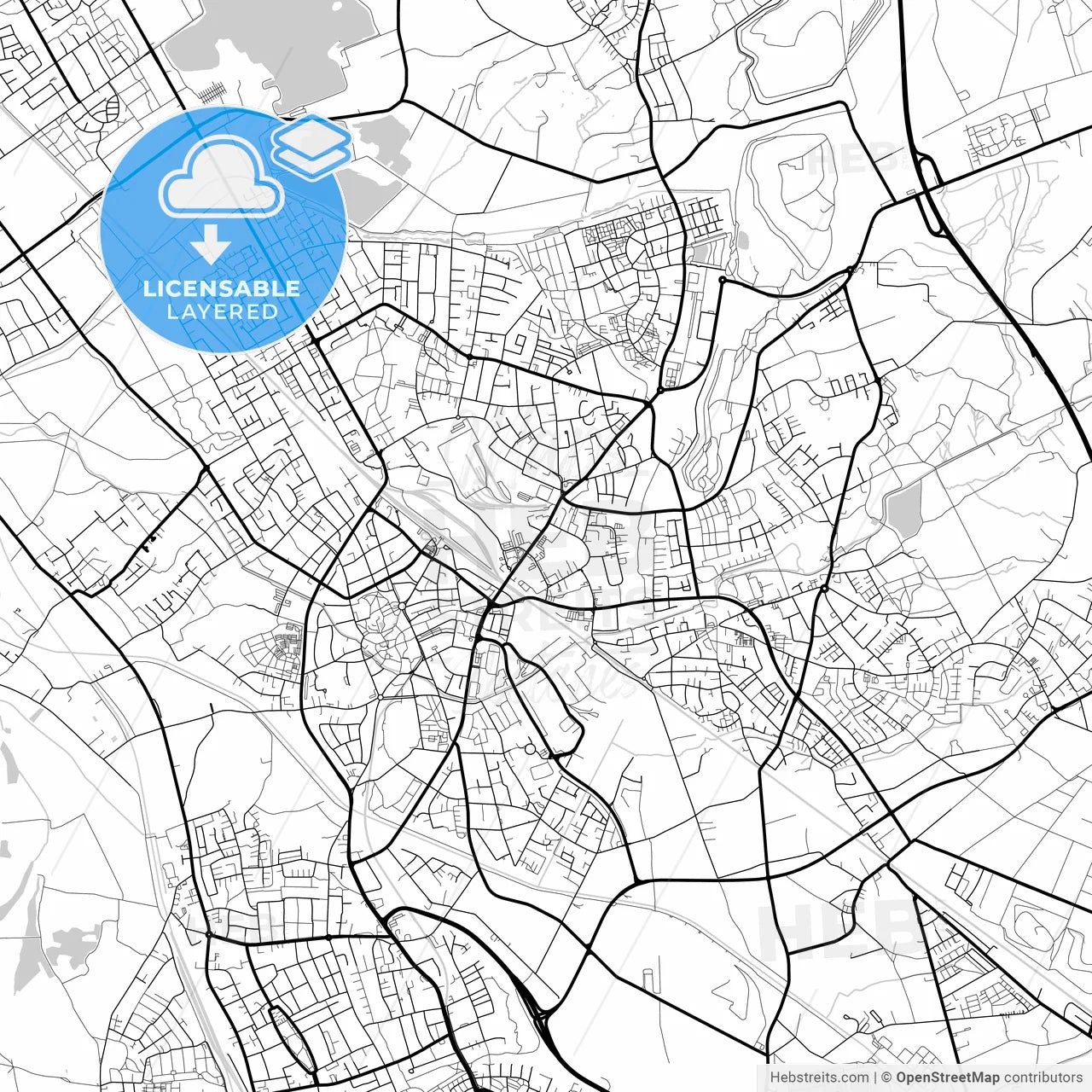 Layered PDF map of Dinslaken, North Rhine-Westphalia, Germany