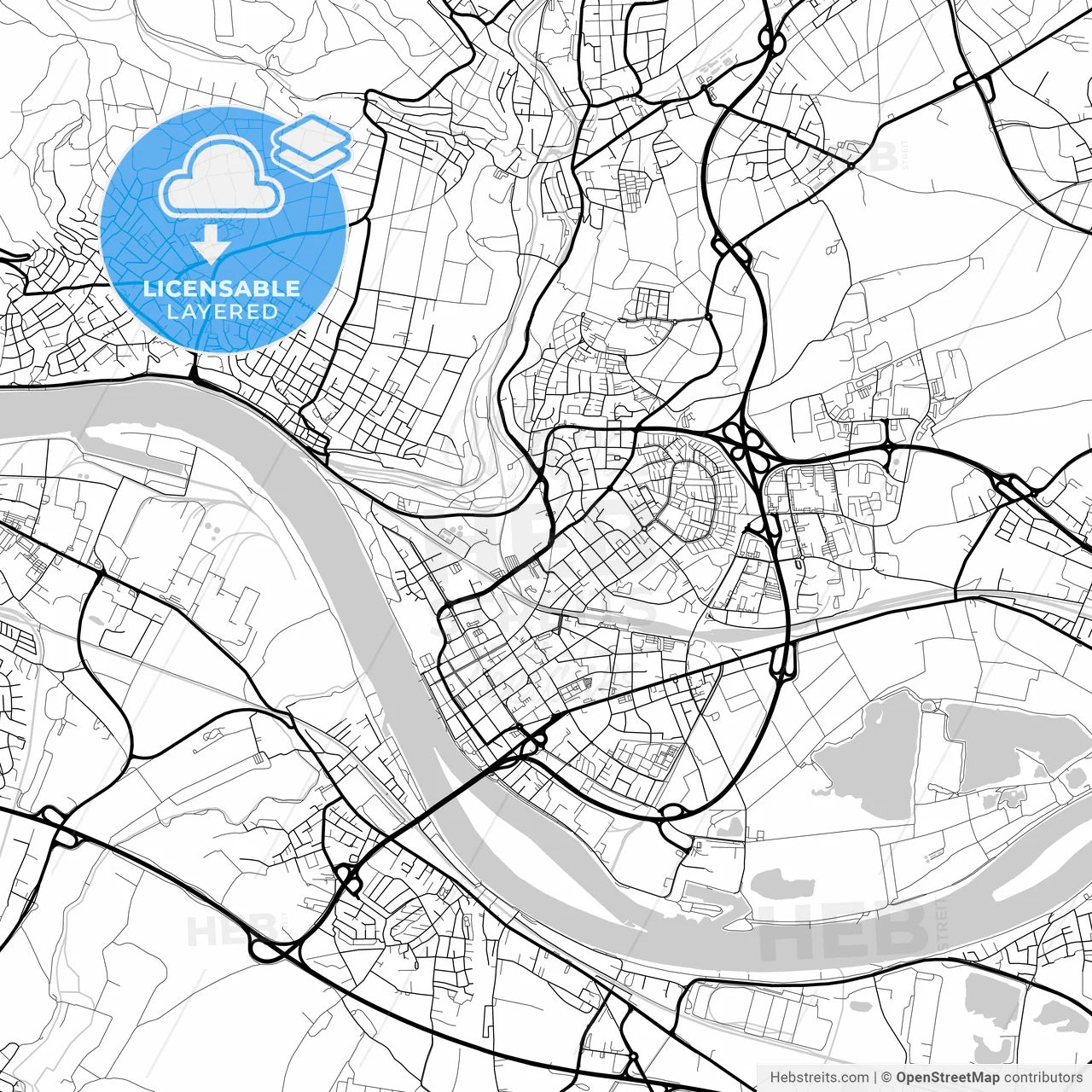Layered PDF map of Neuwied, Rheinland-Pfalz, Germany