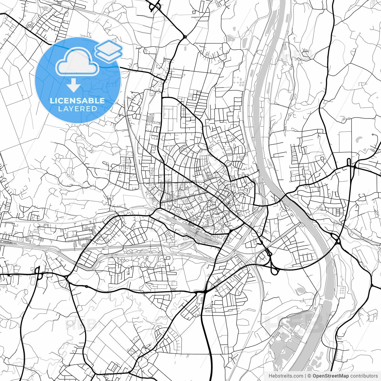 Layered PDF map of Rosenheim, Bavaria, Germany