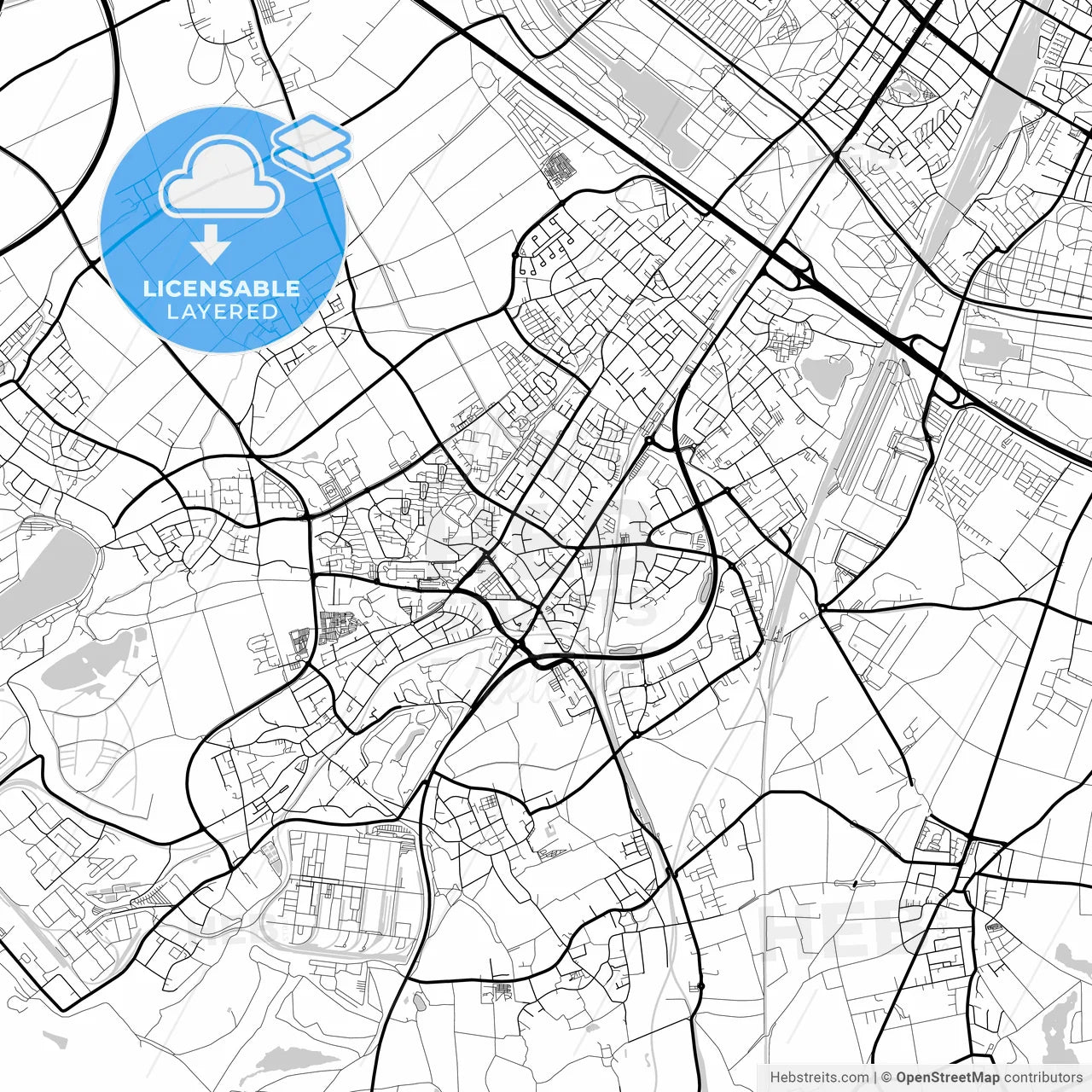 Layered PDF map of Hurth, North Rhine-Westphalia, Germany