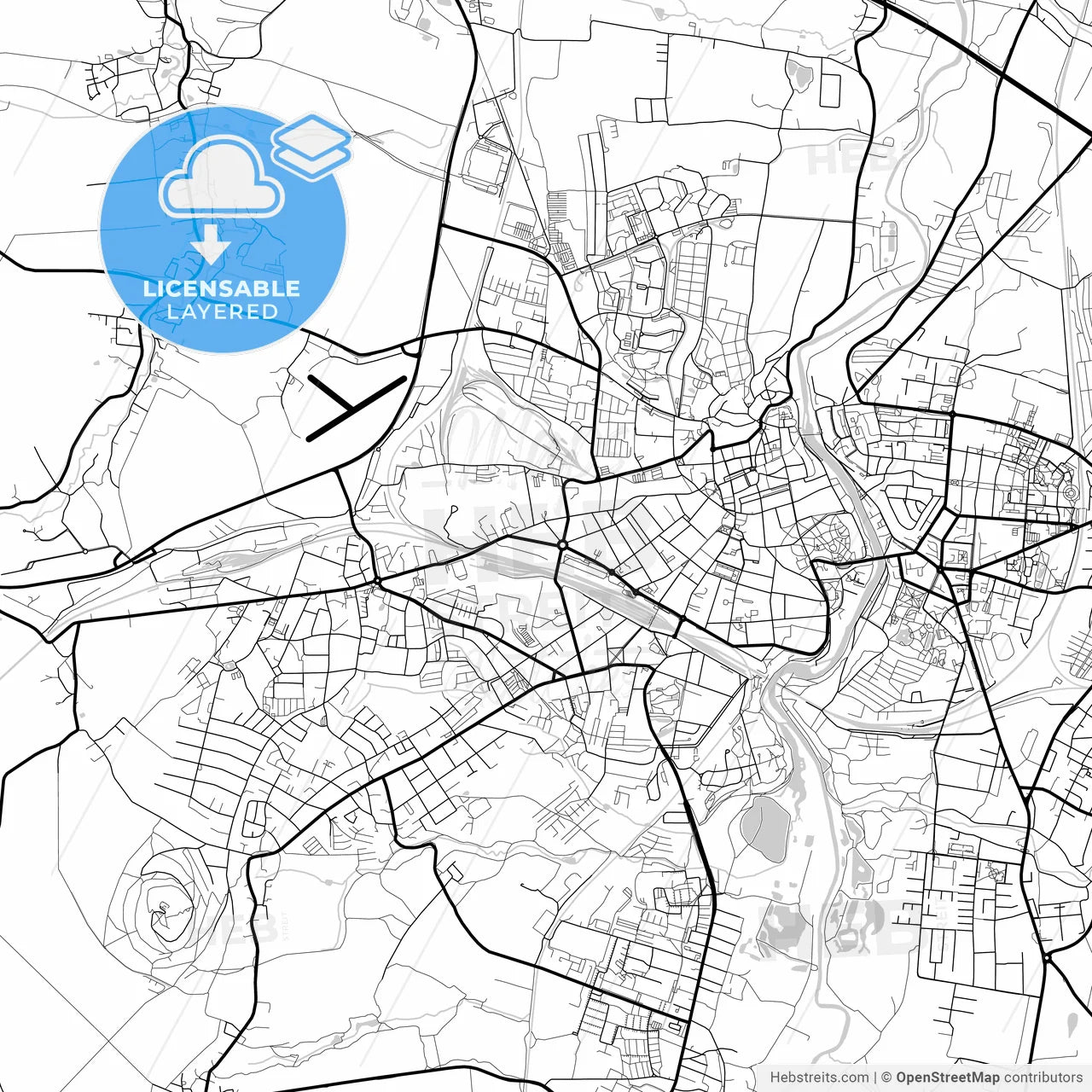 Layered PDF map of Gorlitz, Saxony, Germany