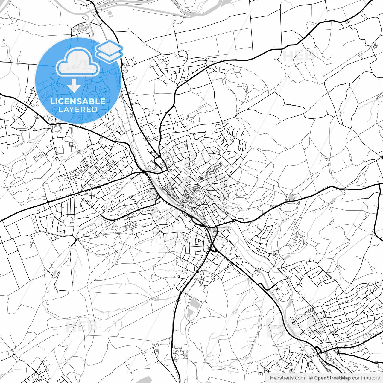 Layered PDF map of Menden (Sauerland), North Rhine-Westphalia, Germany