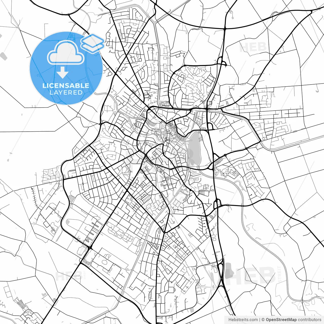 Layered PDF map of Nordhorn, Lower Saxony, Germany