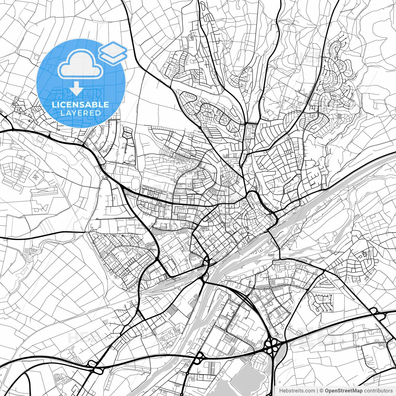 Layered PDF map of Schweinfurt, Bavaria, Germany