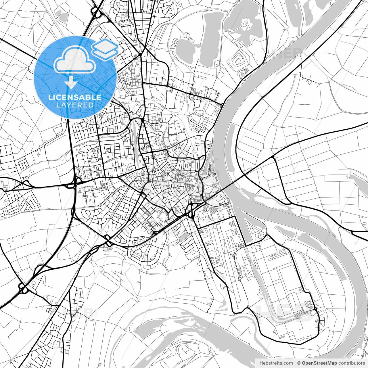 Layered PDF map of Speyer, Rheinland-Pfalz, Germany