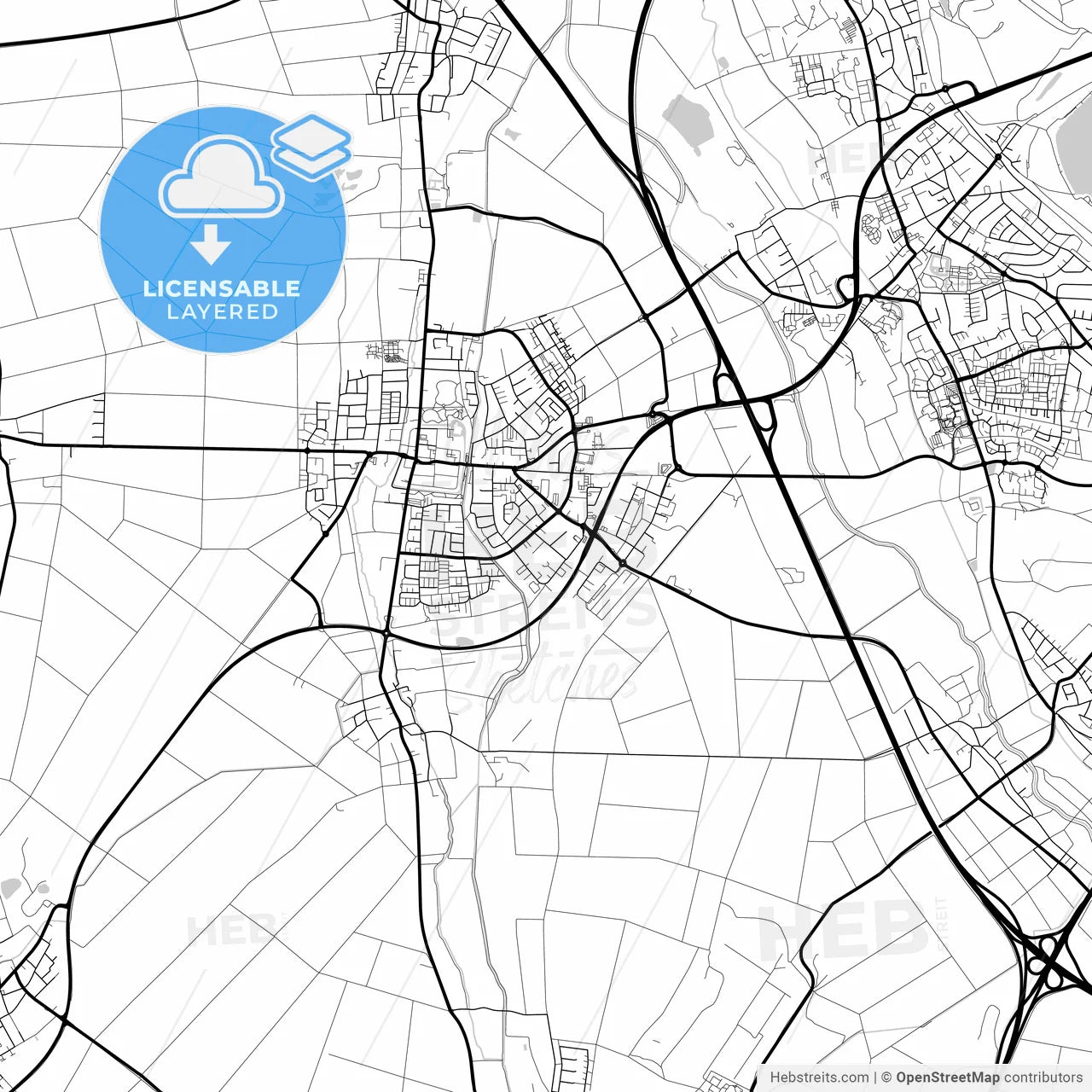 Layered PDF map of Erftstadt, North Rhine-Westphalia, Germany
