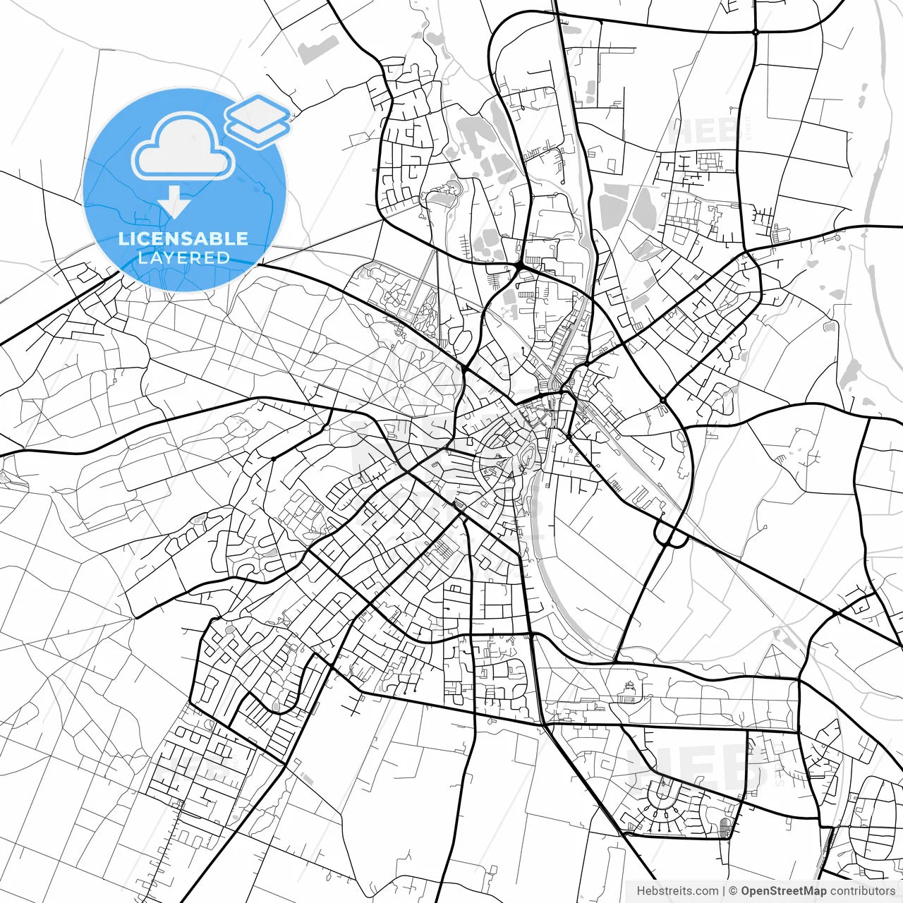 Layered PDF map of Kleve, North Rhine-Westphalia, Germany