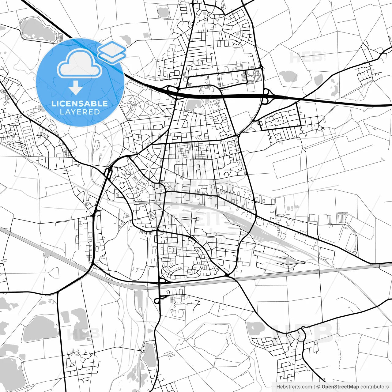 Layered PDF map of Peine, Lower Saxony, Germany