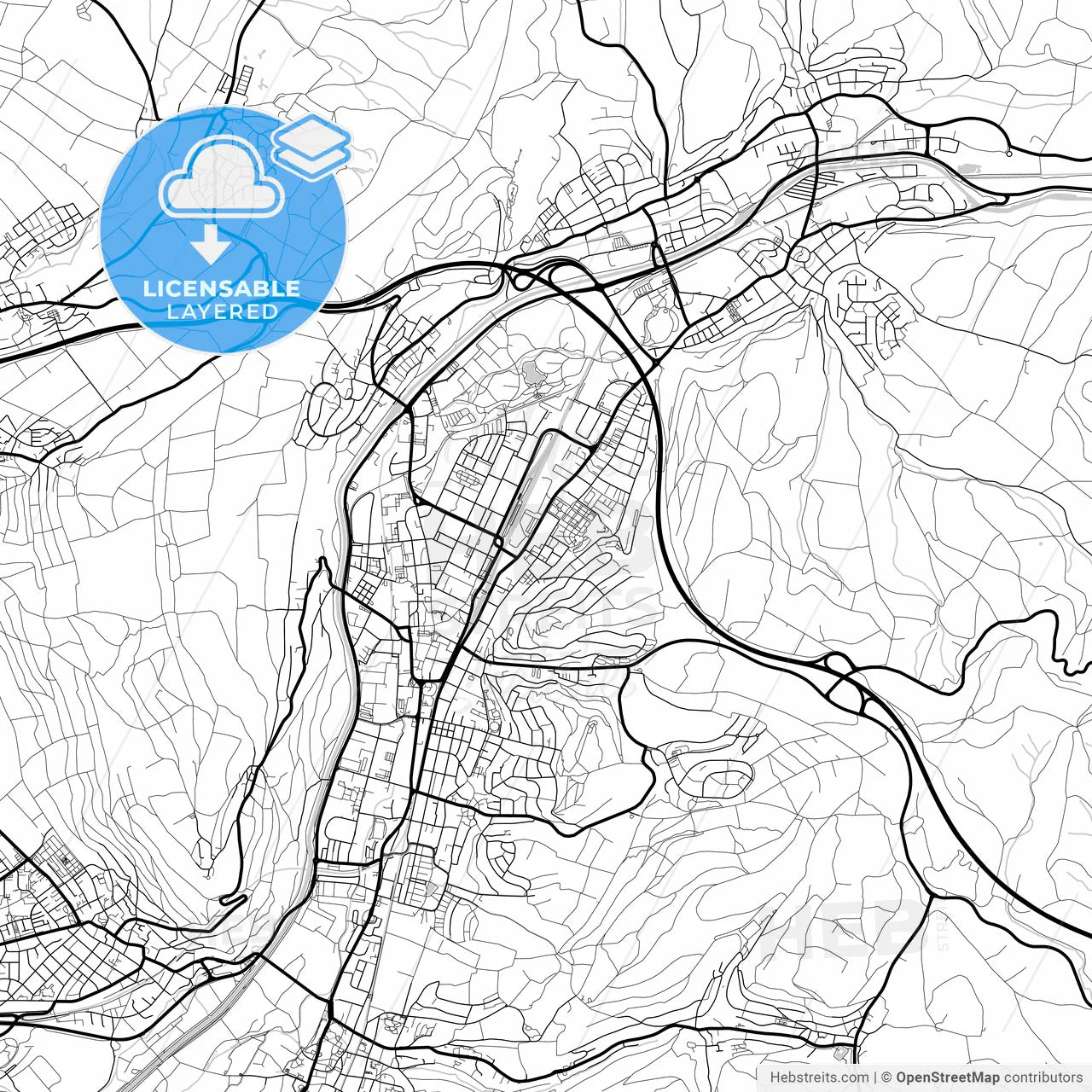 Layered PDF map of Lorrach, Baden-Wuerttemberg, Germany
