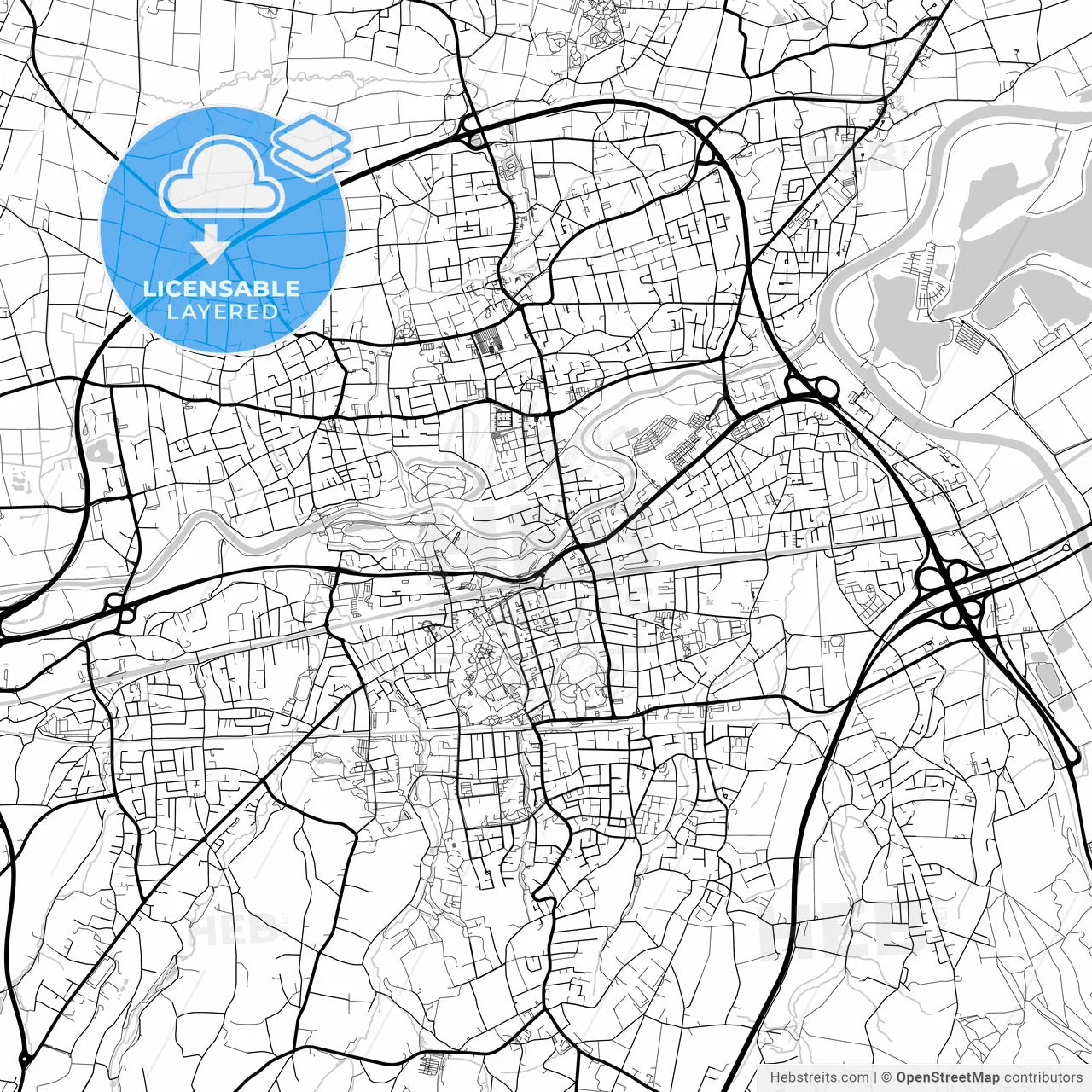 Layered PDF map of Bad Oeynhausen, North Rhine-Westphalia, Germany
