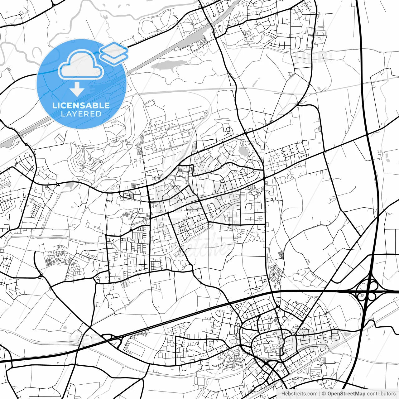 Layered PDF map of Bergkamen, North Rhine-Westphalia, Germany