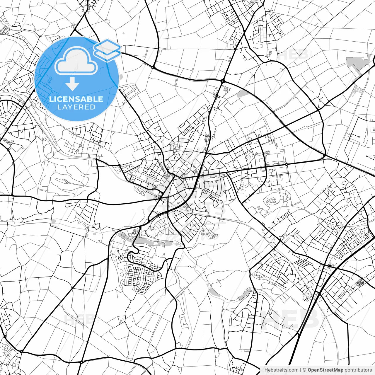 Layered PDF map of Alsdorf, North Rhine-Westphalia, Germany
