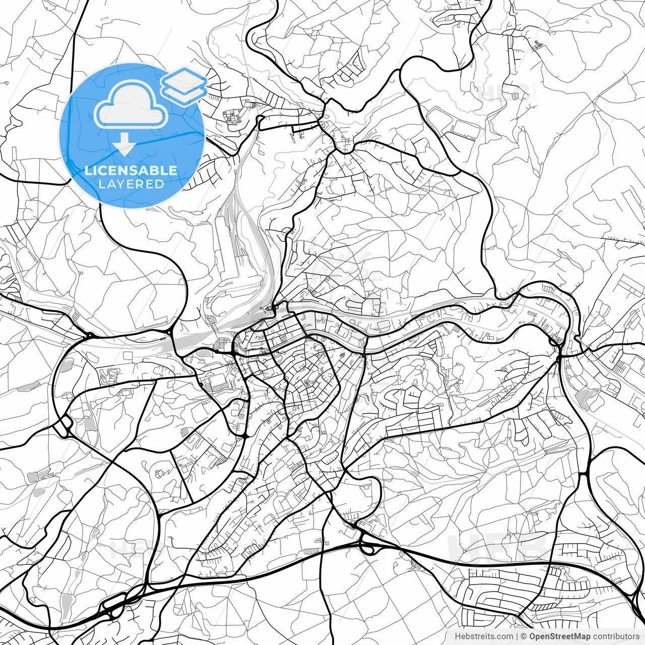 Layered PDF map of Neunkirchen, Saarland, Germany