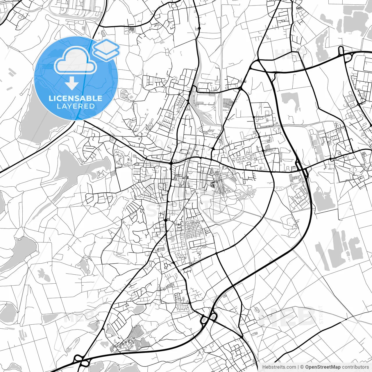 Layered PDF map of Bruhl, North Rhine-Westphalia, Germany
