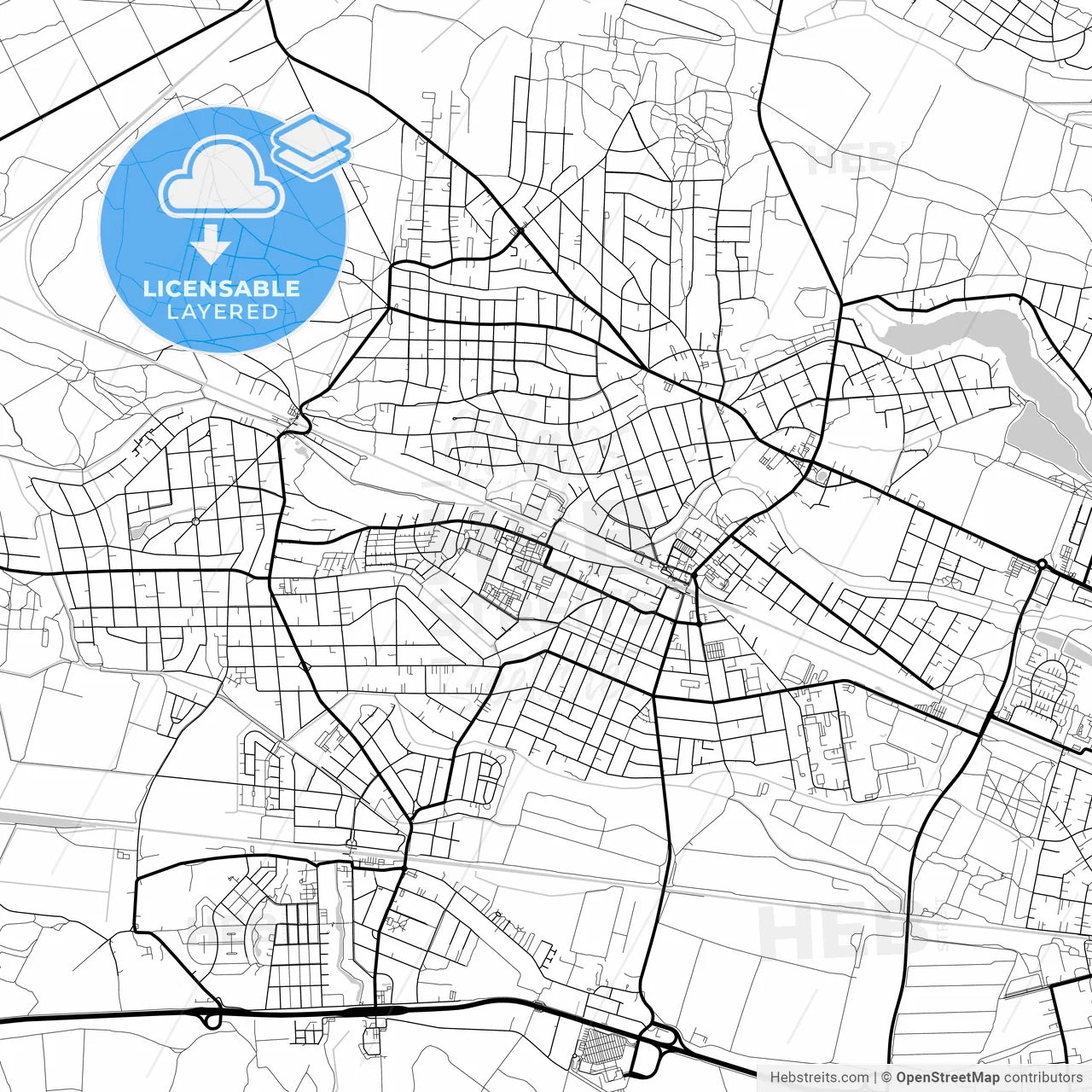 Layered PDF map of Falkensee, Brandenburg, Germany