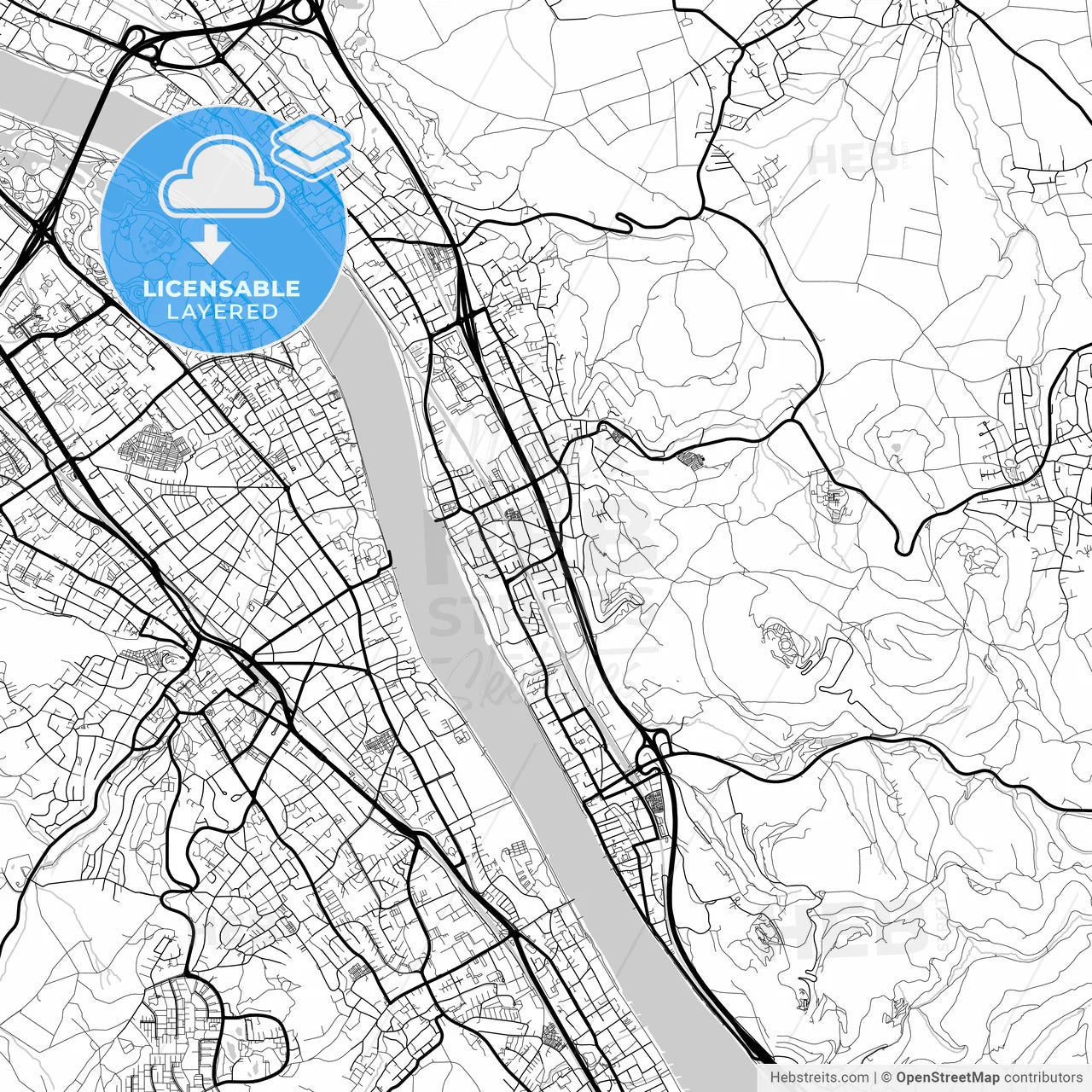 Layered PDF map of Konigswinter, North Rhine-Westphalia, Germany