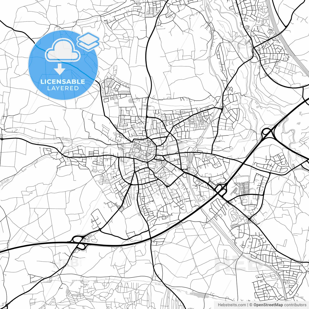 Layered PDF map of Schwabach, Bavaria, Germany