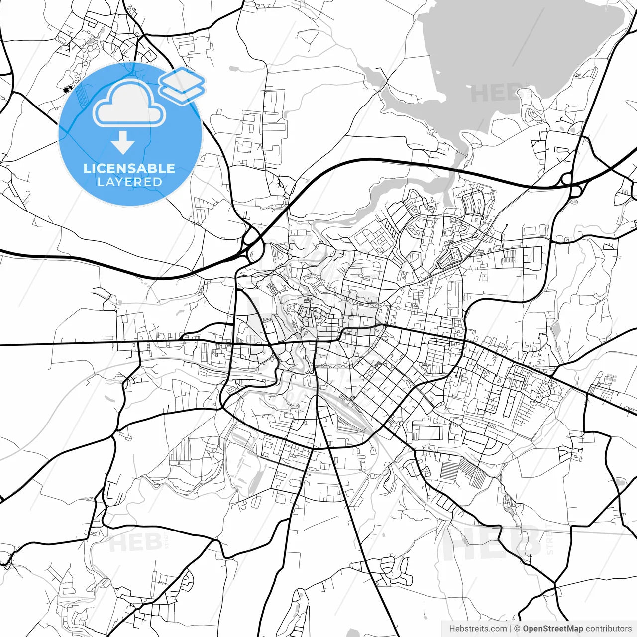 Layered PDF map of Bautzen, Saxony, Germany
