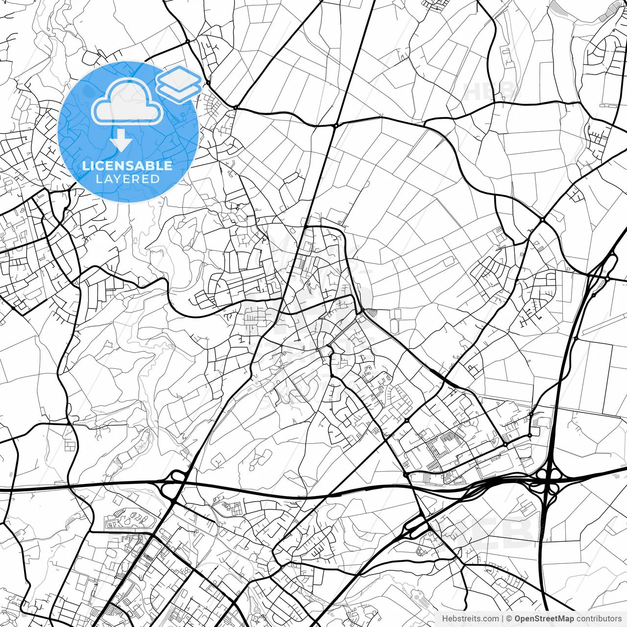 Layered PDF map of Wurselen, North Rhine-Westphalia, Germany