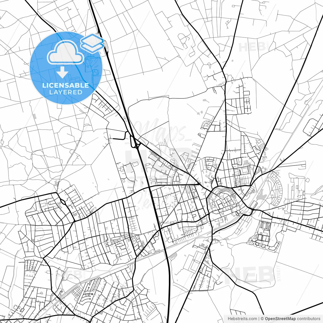 Layered PDF map of Bernau bei Berlin, Brandenburg, Germany