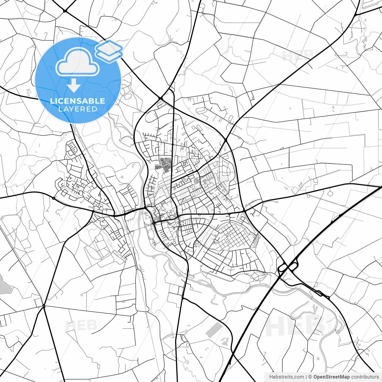 Layered PDF map of Greven, North Rhine-Westphalia, Germany