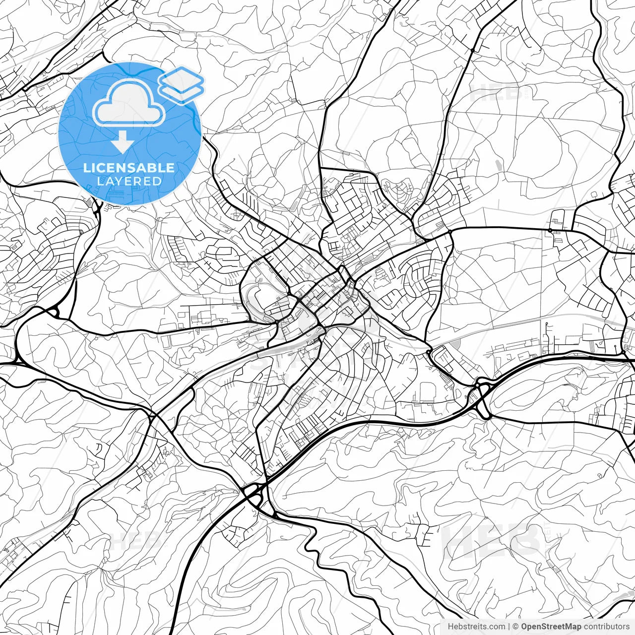 Layered PDF map of Sankt Ingbert, Saarland, Germany