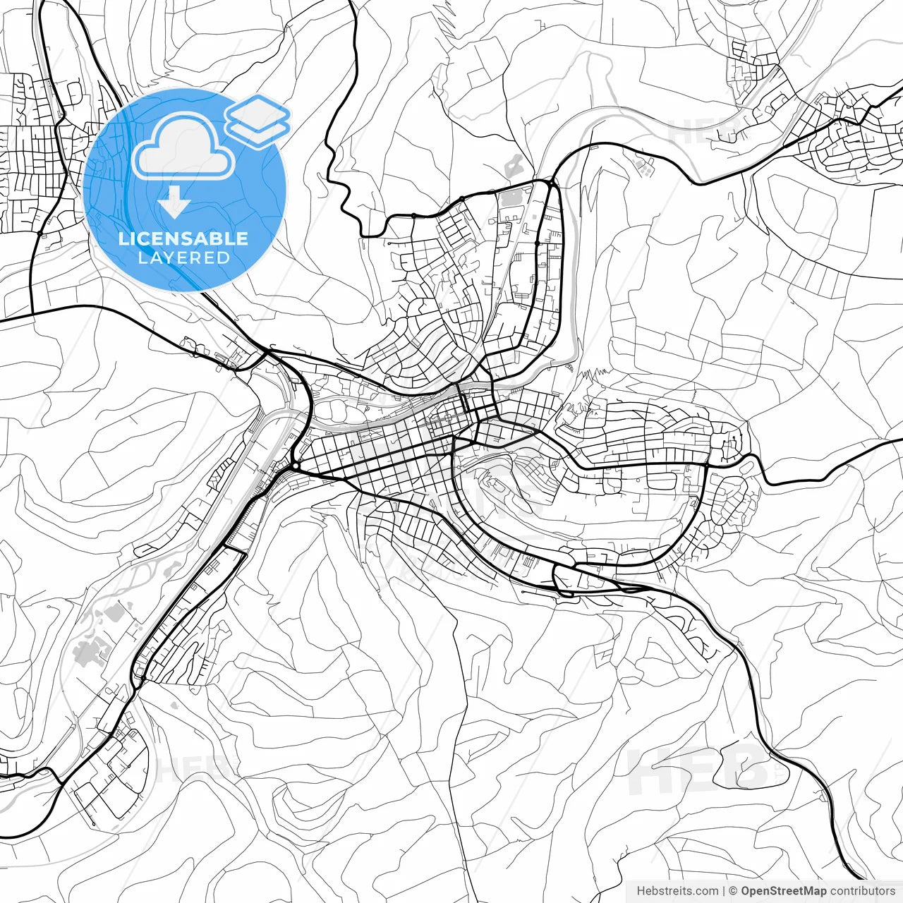 Layered PDF map of Tuttlingen, Baden-Wuerttemberg, Germany