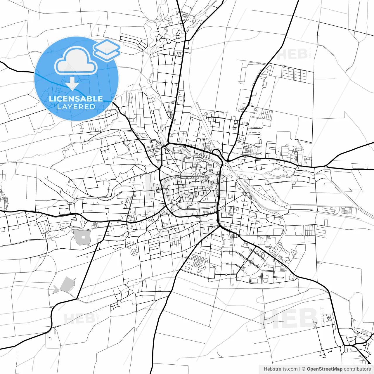 Layered PDF map of Muhlhausen/Thuringia, Thuringia, Germany
