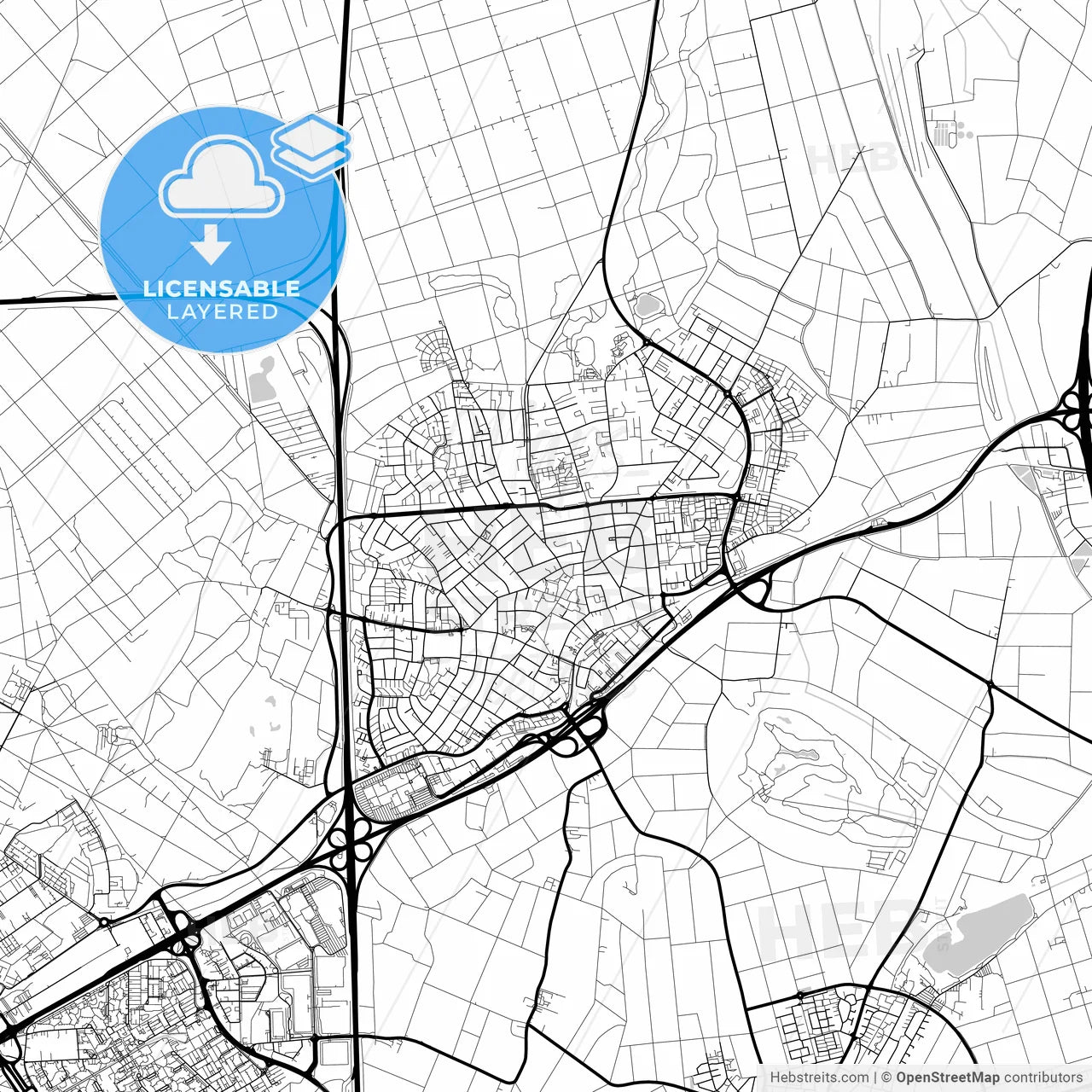 Layered PDF map of Viernheim, Hesse, Germany