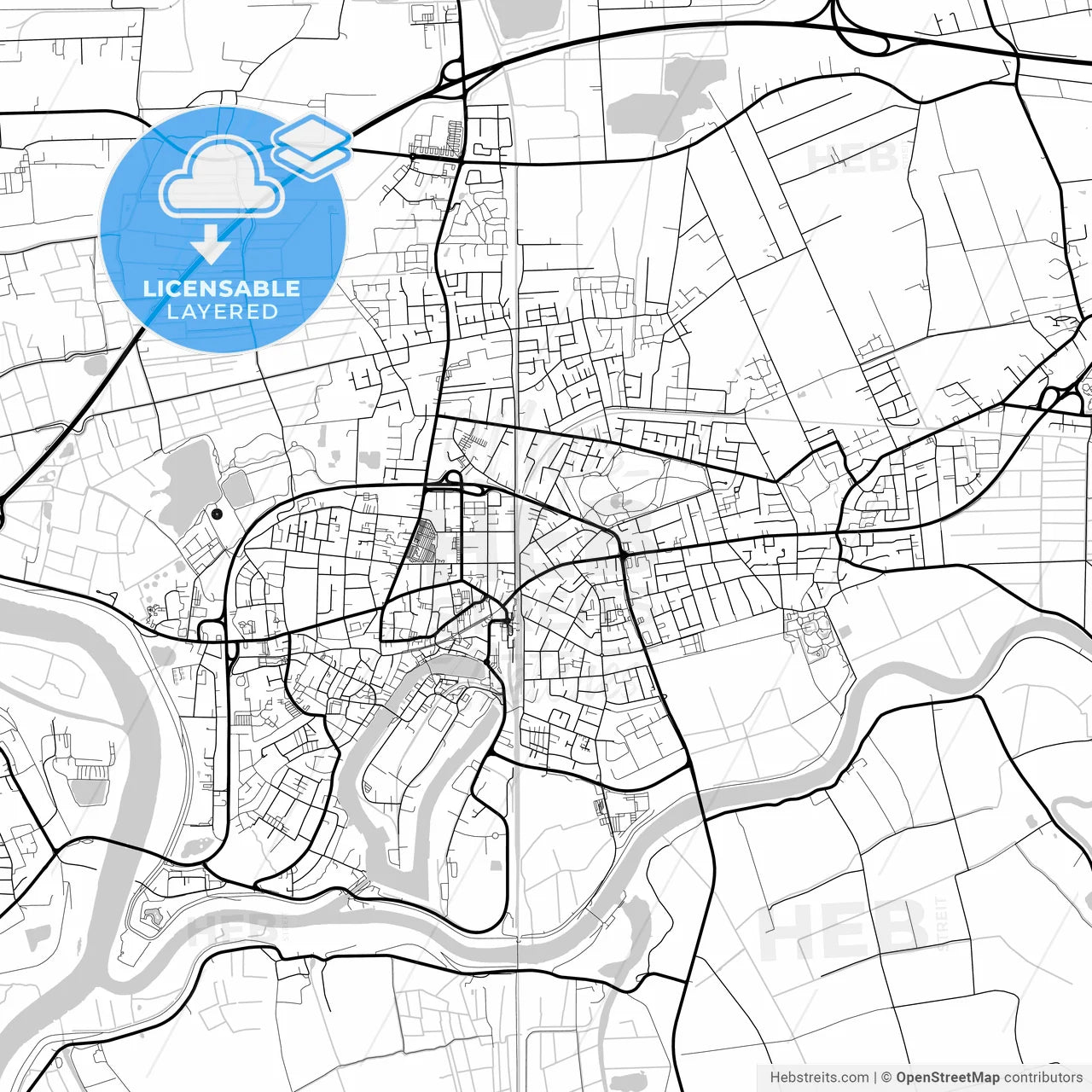 Layered PDF map of Leer, Lower Saxony, Germany