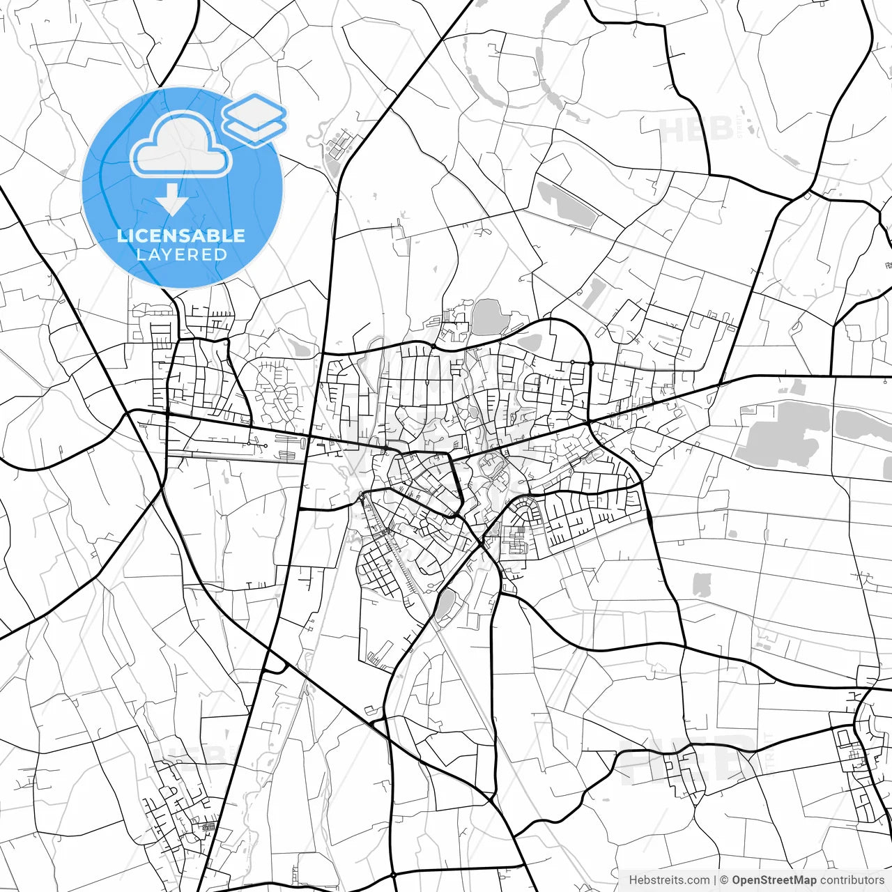 Layered PDF map of Geldern, North Rhine-Westphalia, Germany