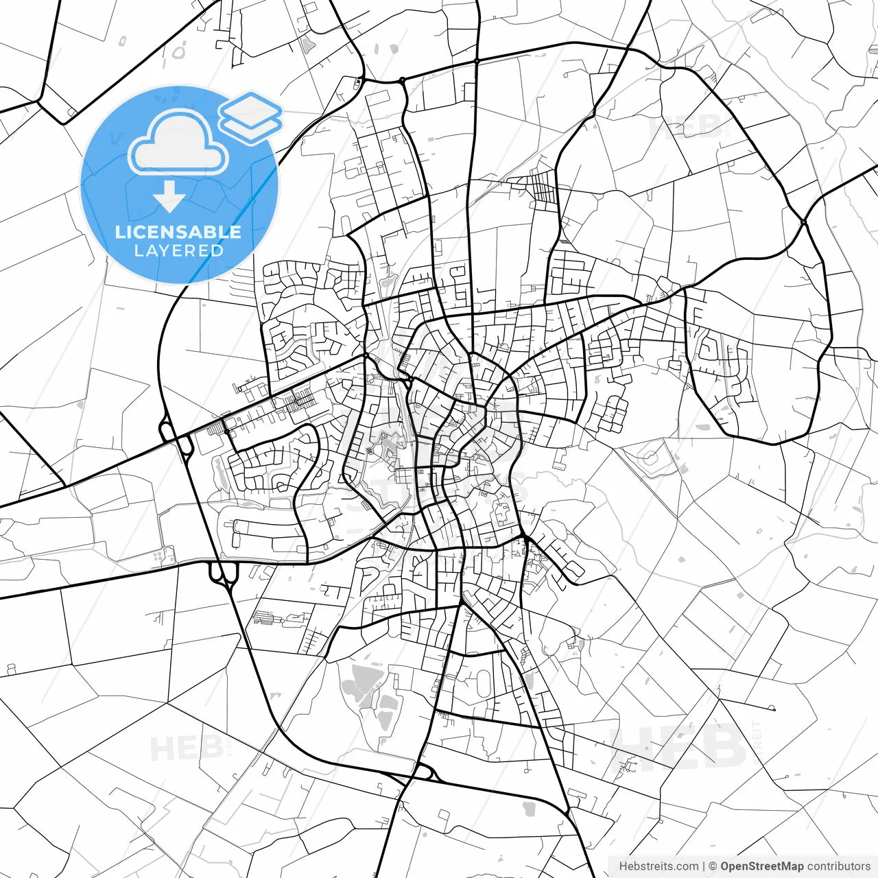 Layered PDF map of Vechta, Lower Saxony, Germany