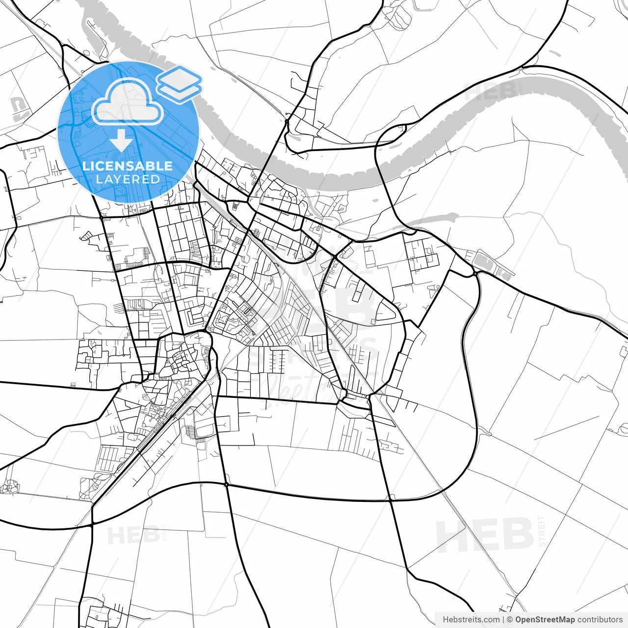 Layered PDF map of Schonebeck, Saxony-Anhalt, Germany
