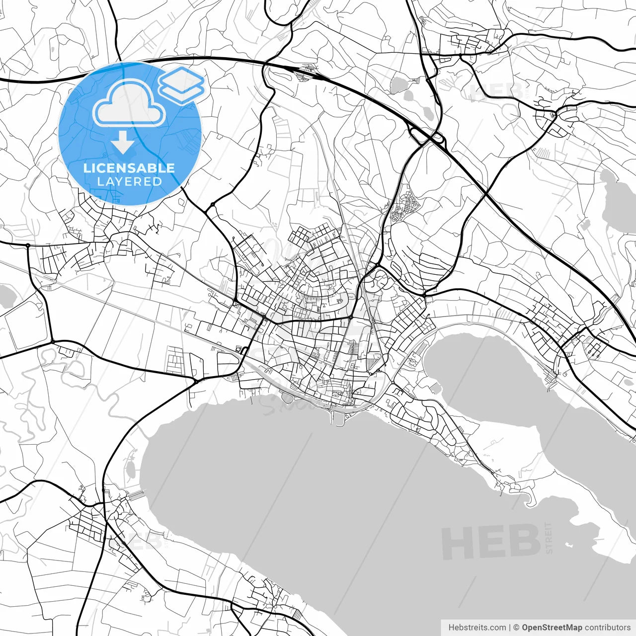Layered PDF map of Radolfzell am Bodensee, Baden-Wuerttemberg, Germany