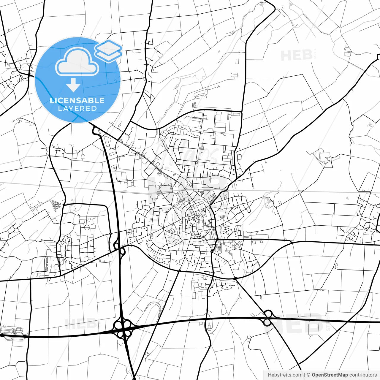 Layered PDF map of Werl, North Rhine-Westphalia, Germany