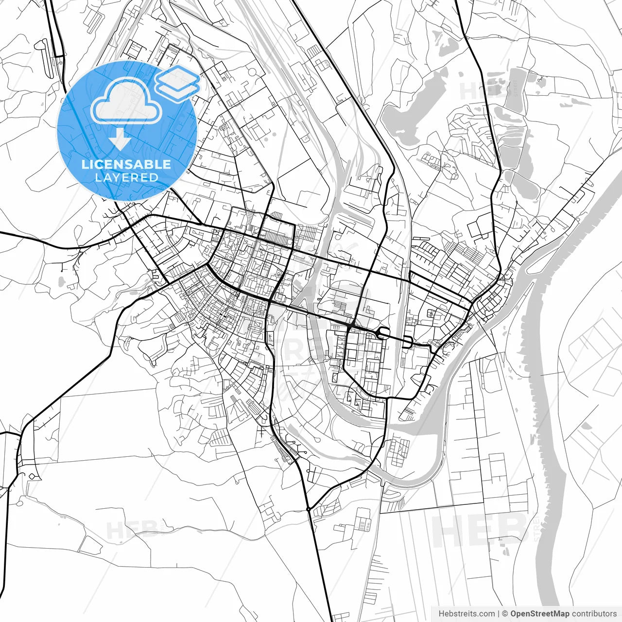 Layered PDF map of Eisenhuttenstadt, Brandenburg, Germany