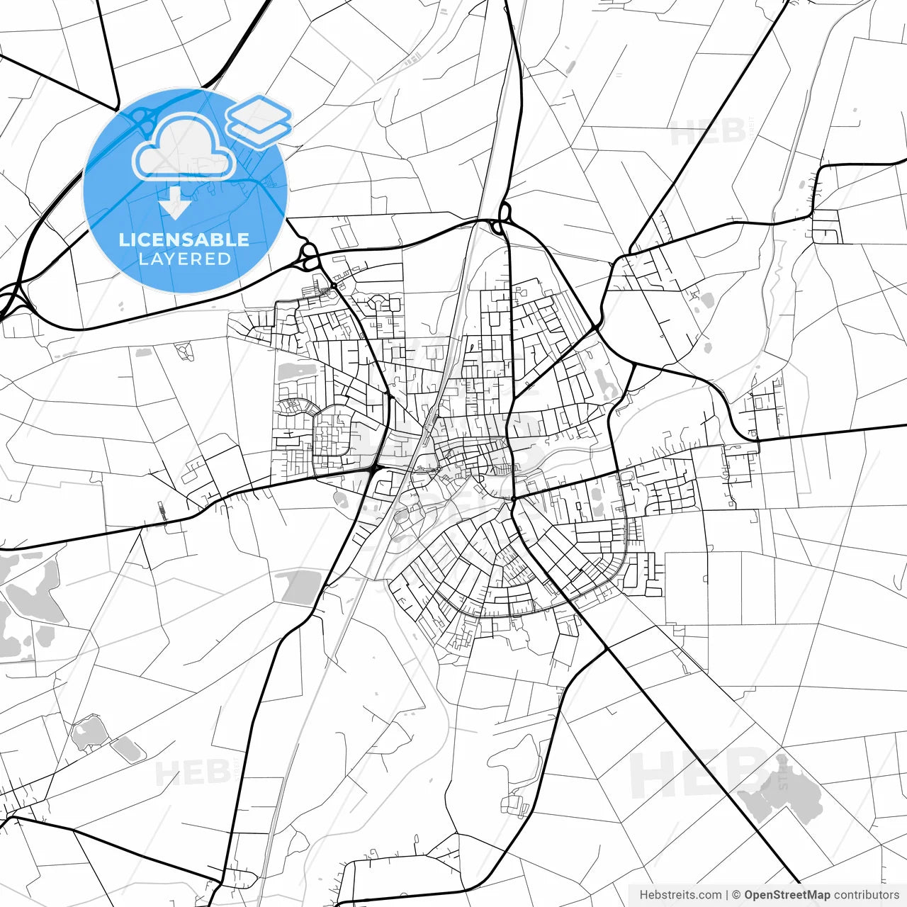 Layered PDF map of Burgdorf, Lower Saxony, Germany